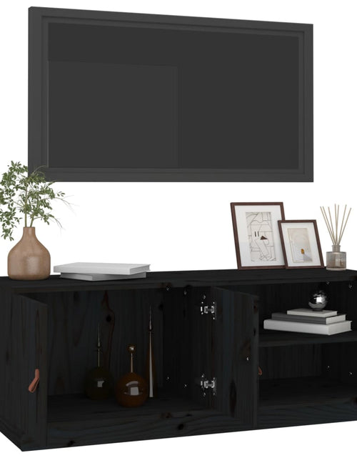 Încărcați imaginea în vizualizatorul Galerie, Comodă TV, negru, 105x34x40 cm, lemn masiv de pin Lando - Lando
