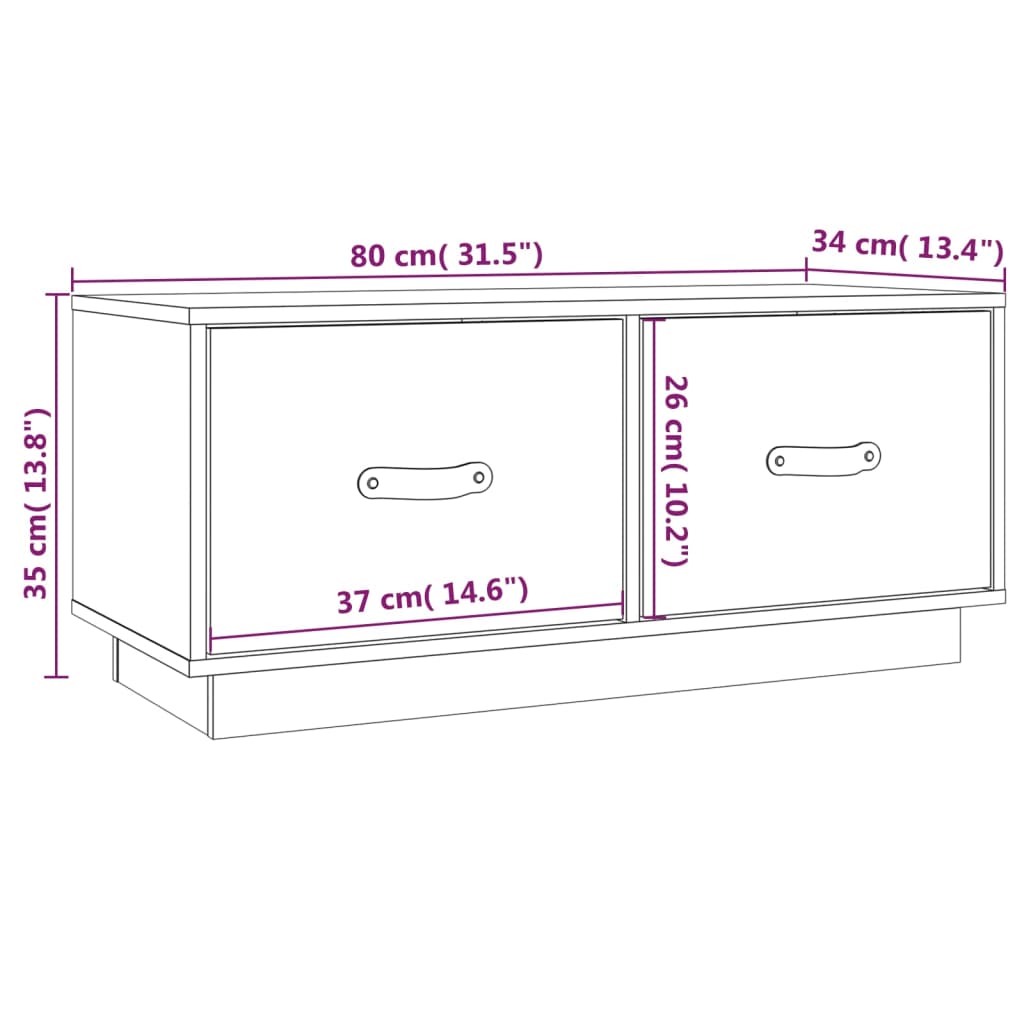 Comodă TV, gri, 80x34x35 cm, lemn masiv de pin Lando - Lando