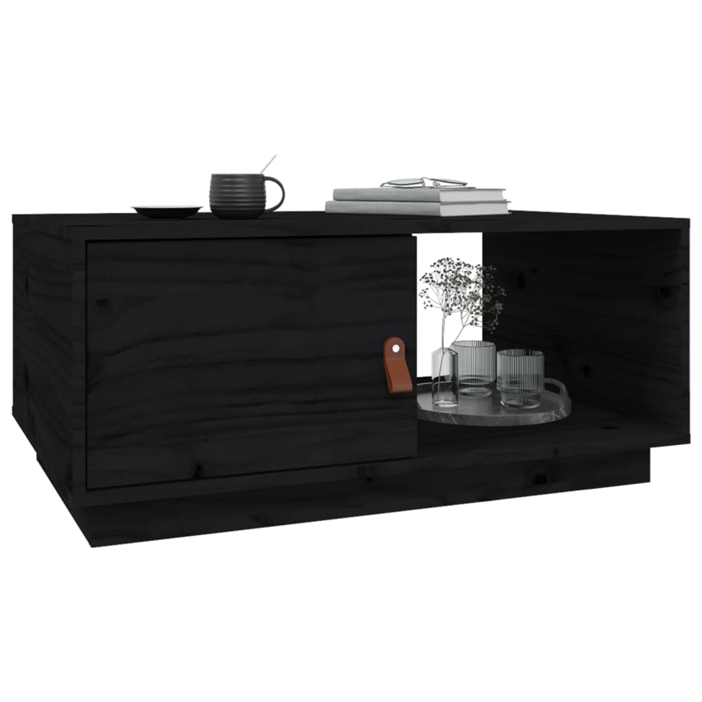 Măsuță de cafea, negru, 80x50x35 cm, lemn masiv de pin Lando - Lando
