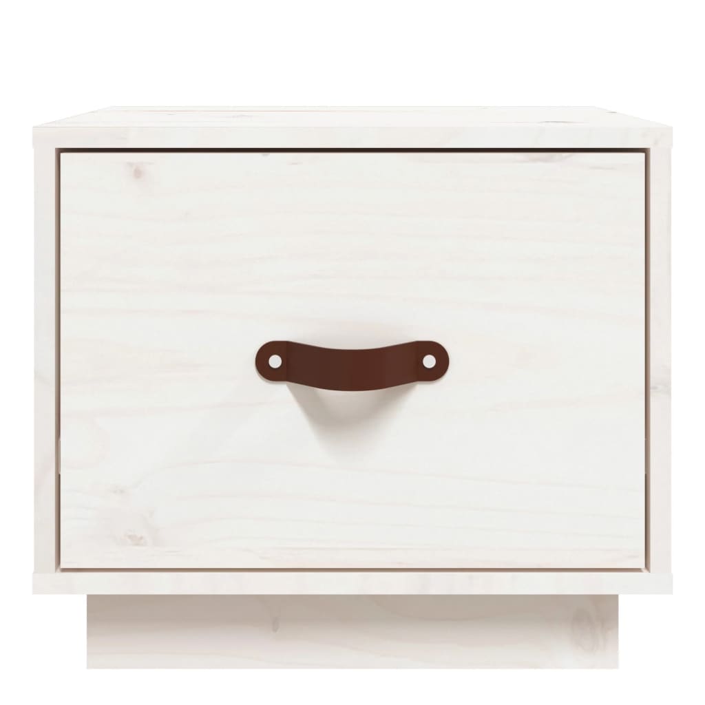 Noptiere, 2 buc., alb, 40x34x35 cm, lemn masiv de pin - Lando