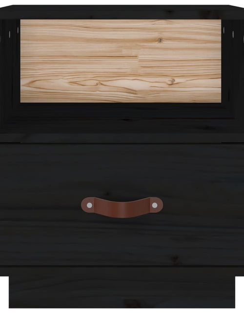 Загрузите изображение в средство просмотра галереи, Noptiere, 2 buc., negru, 40x34x45 cm, lemn masiv de pin - Lando
