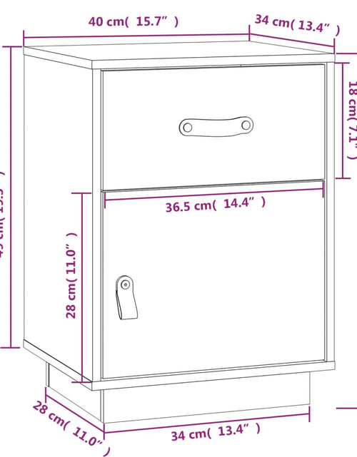 Загрузите изображение в средство просмотра галереи, Noptiere, 2 buc., alb, 40x34x55 cm, lemn masiv de pin - Lando

