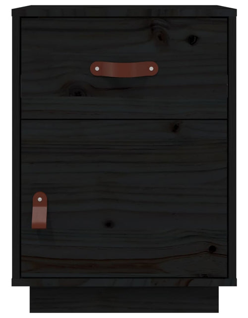 Загрузите изображение в средство просмотра галереи, Noptiere, 2 buc., negru, 40x34x55 cm, lemn masiv de pin - Lando
