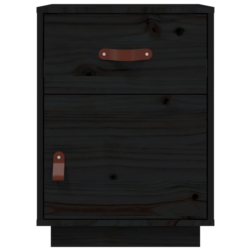 Noptiere, 2 buc., negru, 40x34x55 cm, lemn masiv de pin - Lando