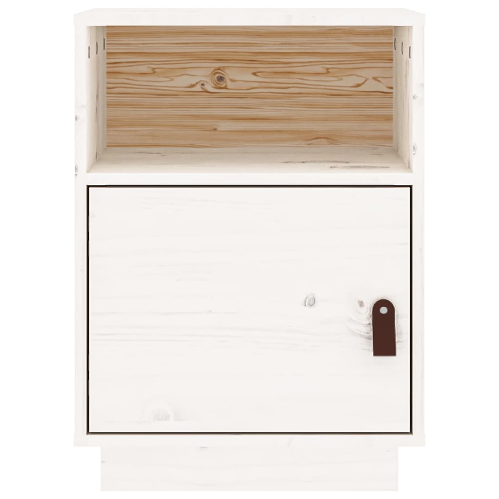 Noptiere, 2 buc., alb, 40x34x55 cm, lemn masiv de pin - Lando