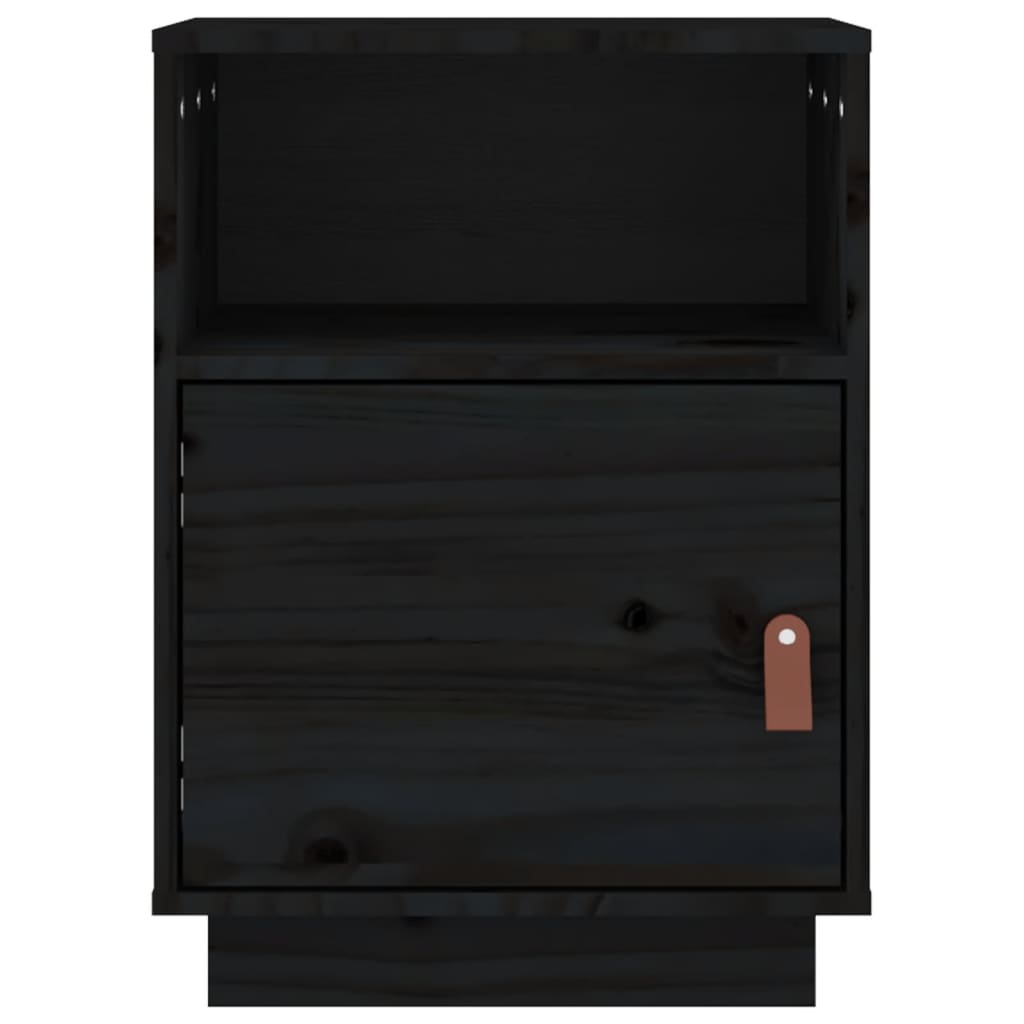 Noptiere, 2 buc., negru, 40x34x55 cm, lemn masiv de pin - Lando