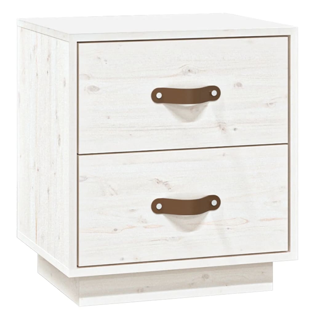 Noptieră, alb, 40x34x45 cm, lemn masiv de pin - Lando