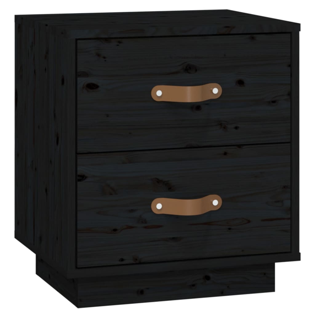 Noptieră, negru, 40x34x45 cm, lemn masiv de pin - Lando