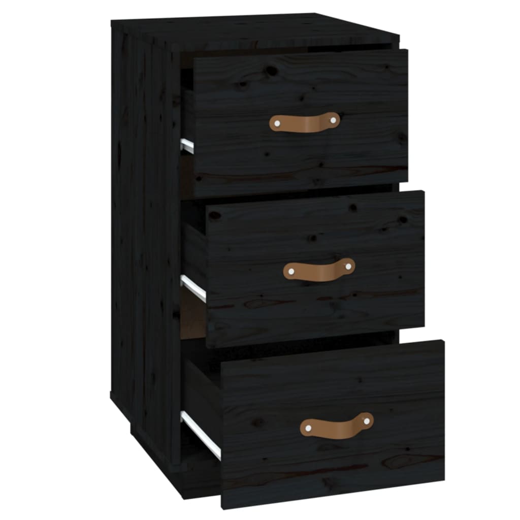 Noptieră, negru, 40x40x75 cm, lemn masiv de pin - Lando
