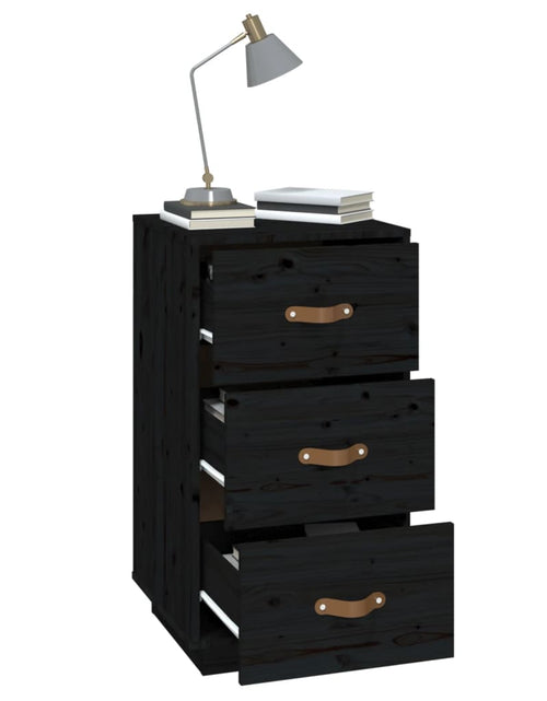 Încărcați imaginea în vizualizatorul Galerie, Noptiere, 2 buc., negru, 40x40x75 cm, lemn masiv de pin - Lando
