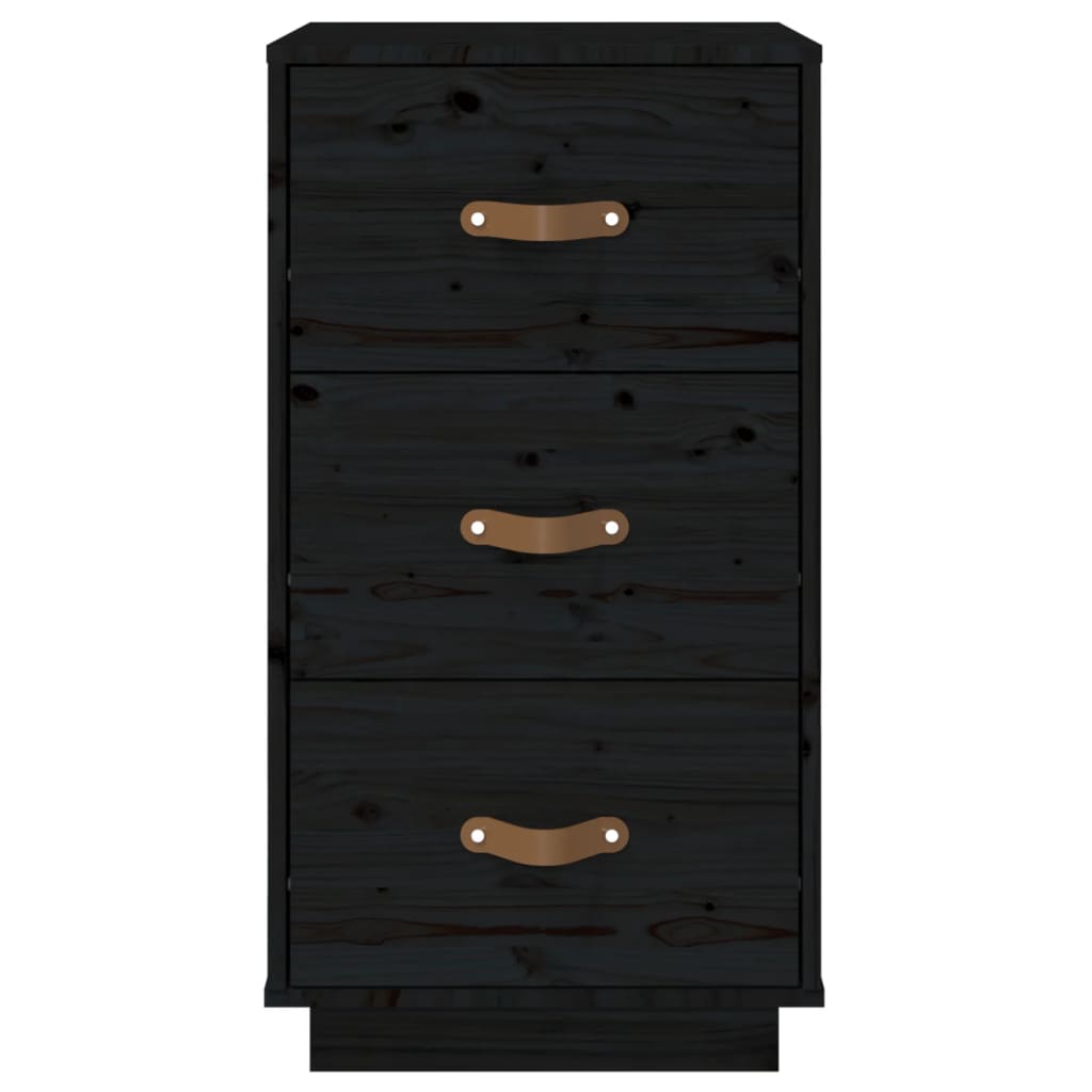 Noptiere, 2 buc., negru, 40x40x75 cm, lemn masiv de pin - Lando