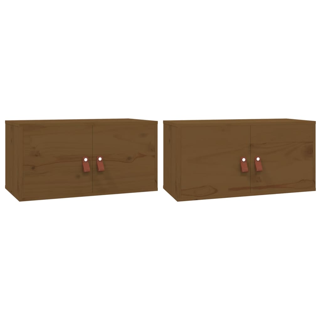 Lando-Dulapuri de perete 2 buc. maro miere 60x30x30 cm lemn masiv pin- mobila