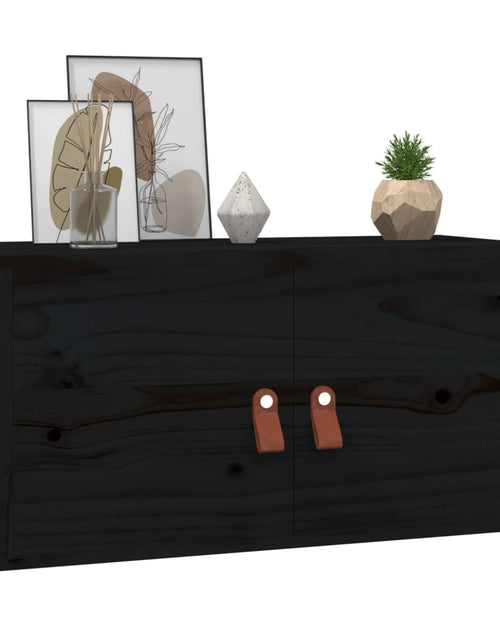 Încărcați imaginea în vizualizatorul Galerie, Dulap de perete, negru, 60x30x30 cm, lemn masiv de pin Lando - Lando
