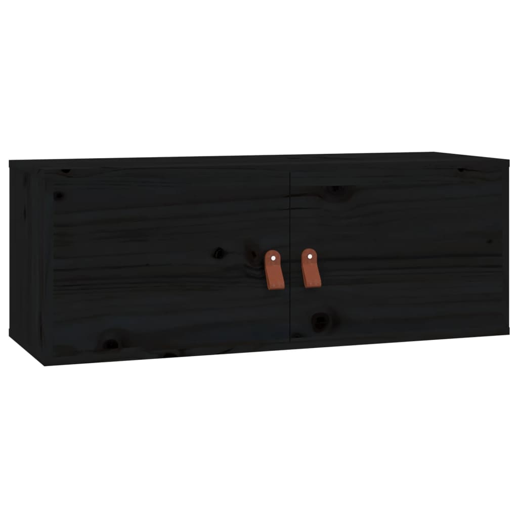 Lando-Dulap de perete, negru, 80x30x30 cm, lemn masiv de pin- mobila