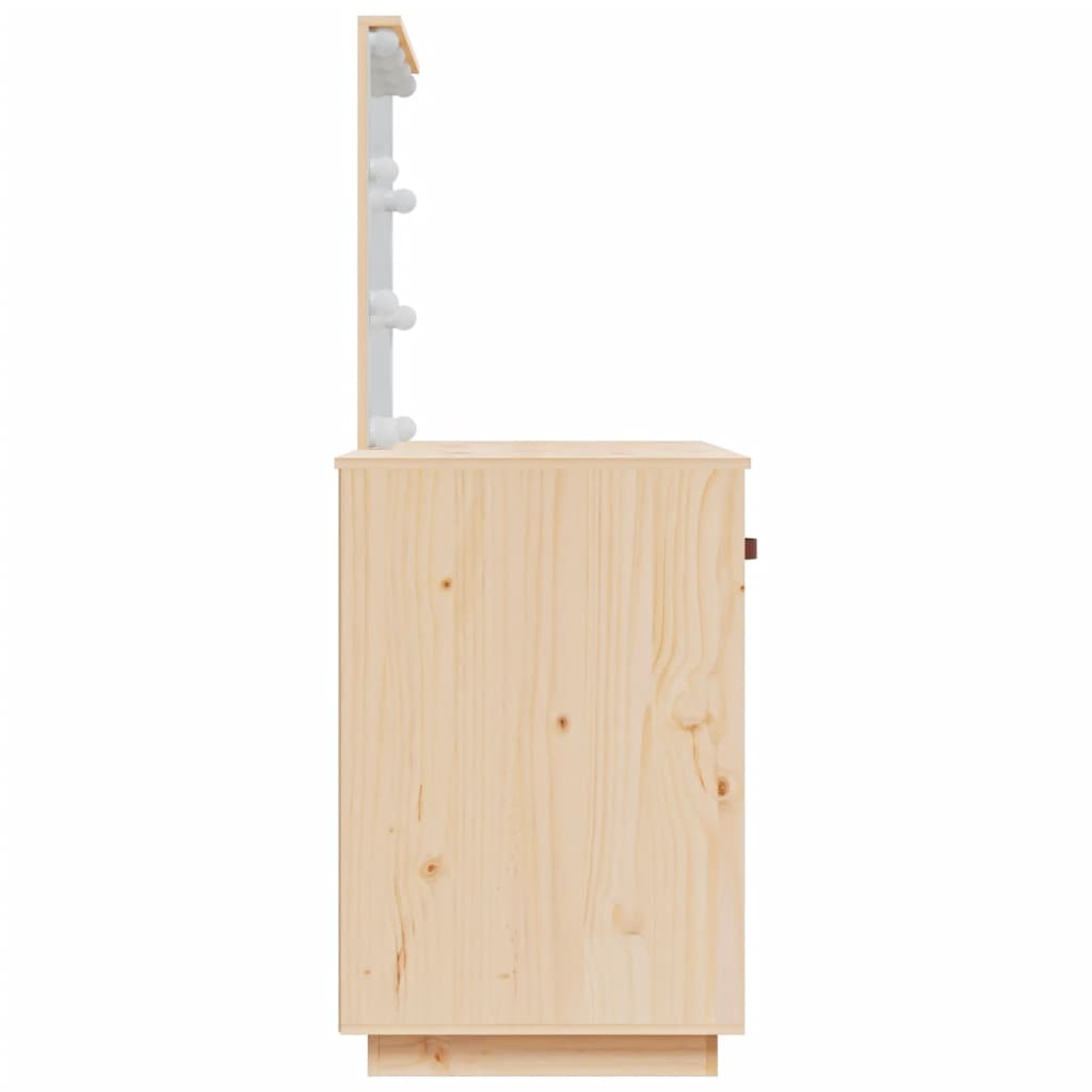 Măsuță de toaletă cu LED, 95x50x133,5 cm, lemn masiv pin - Lando