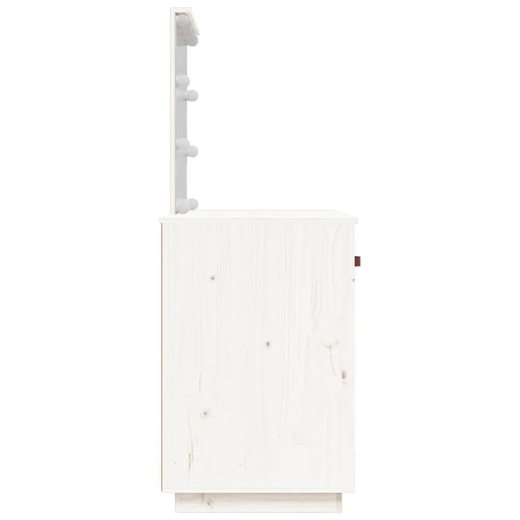 Măsuță de toaletă cu LED, alb, 95x50x133,5 cm, lemn masiv pin - Lando