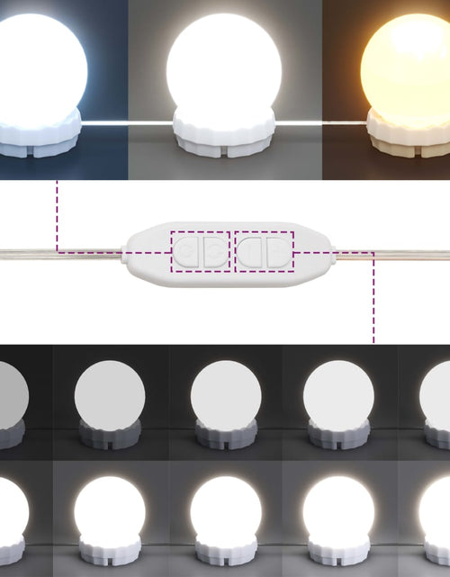 Загрузите изображение в средство просмотра галереи, Măsuță de toaletă cu LED, alb, 95x50x133,5 cm, lemn masiv pin - Lando
