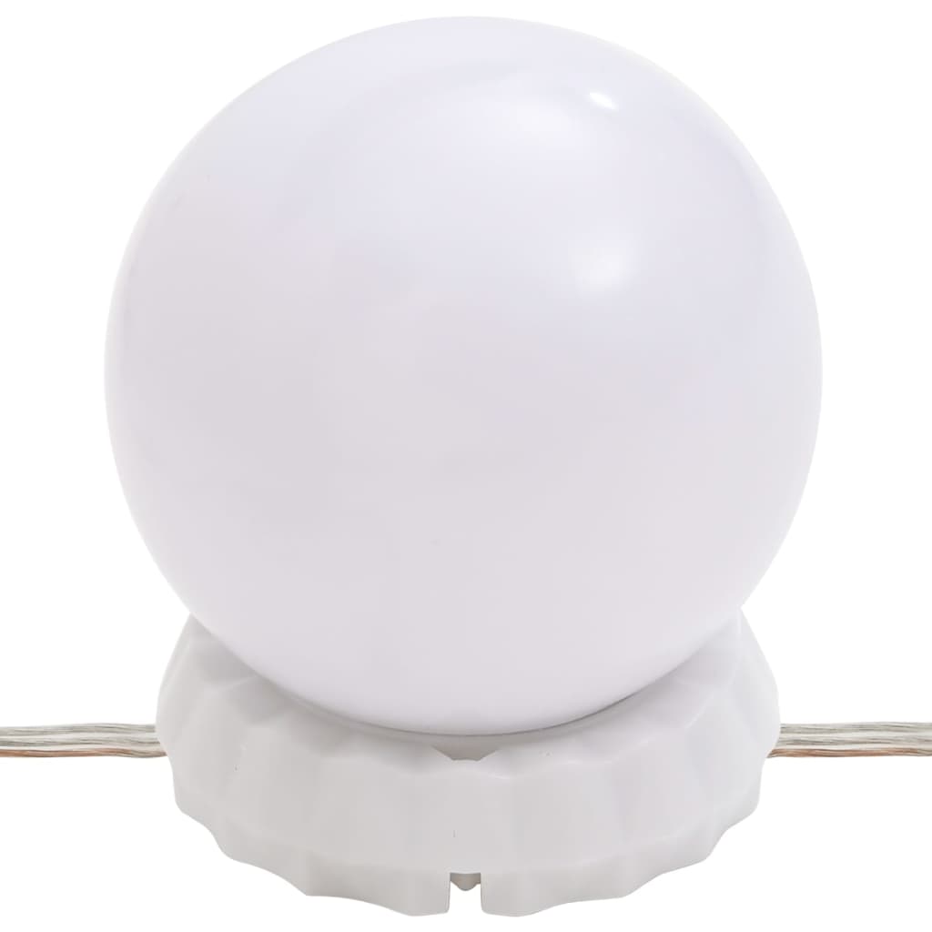 Măsuță de toaletă cu LED, alb, 95x50x133,5 cm, lemn masiv pin - Lando