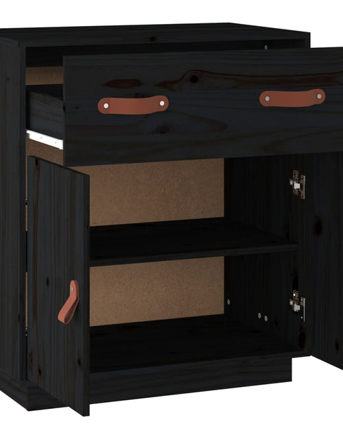 Загрузите изображение в средство просмотра галереи, Servantă, negru, 65,5x40x75 cm, lemn masiv de pin Lando - Lando
