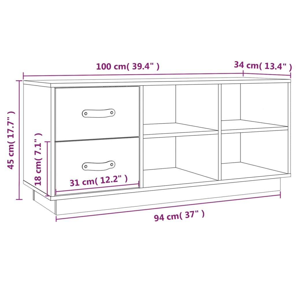 Bancă pentru pantofi, gri, 100x34x45 cm, lemn masiv pin - Lando