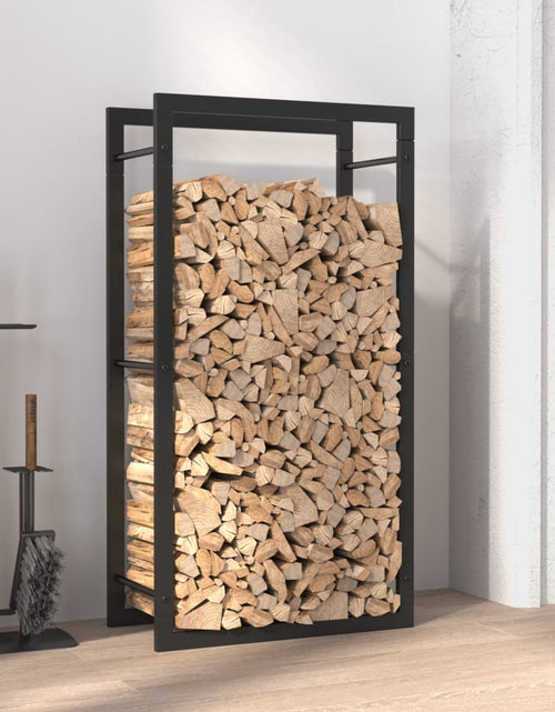 Încărcați imaginea în vizualizatorul Galerie, Suport pentru lemne de foc, negru mat, 50x28x94 cm oțel - Lando
