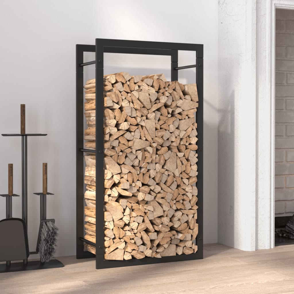 Suport pentru lemne de foc, negru mat, 50x28x94 cm oțel - Lando