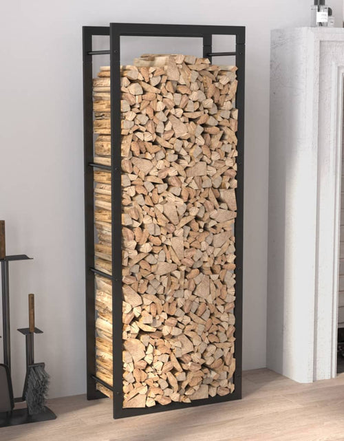 Загрузите изображение в средство просмотра галереи, Rastel pentru lemne de foc, negru mat, 50x28x132 cm, oțel Lando - Lando
