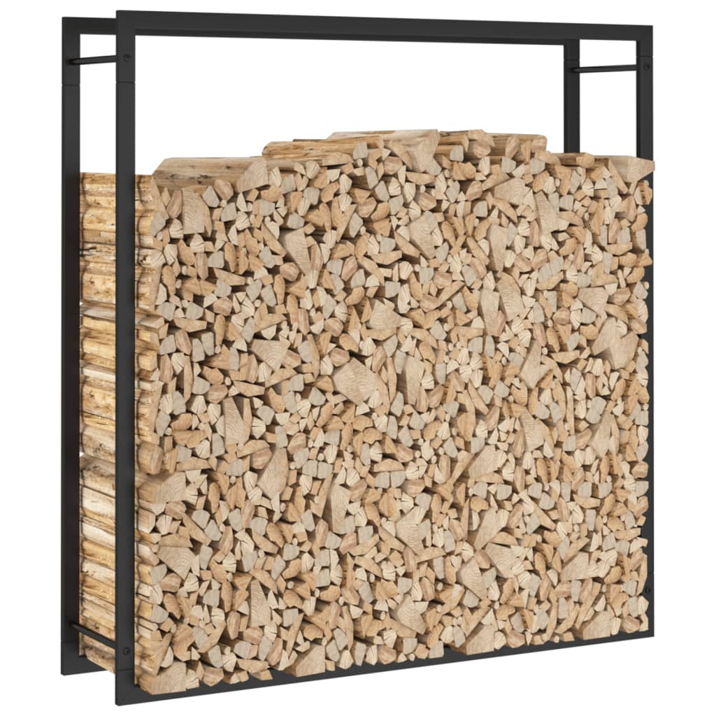 Suport pentru lemne de foc, negru mat, 110x28x116 cm, oțel - Lando