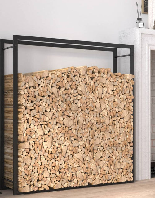Încărcați imaginea în vizualizatorul Galerie, Suport pentru lemne de foc, negru mat, 110x28x116 cm, oțel - Lando
