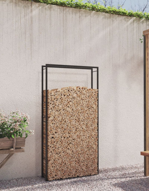 Încărcați imaginea în vizualizatorul Galerie, Suport pentru lemne de foc, negru mat, 110x28x214 cm, oțel - Lando
