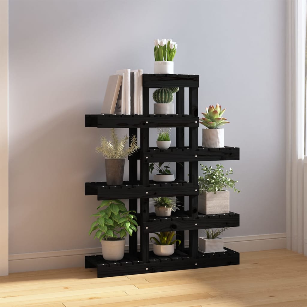 Suport pentru plante, negru, 85x25x109,5 cm, lemn masiv de pin Lando - Lando