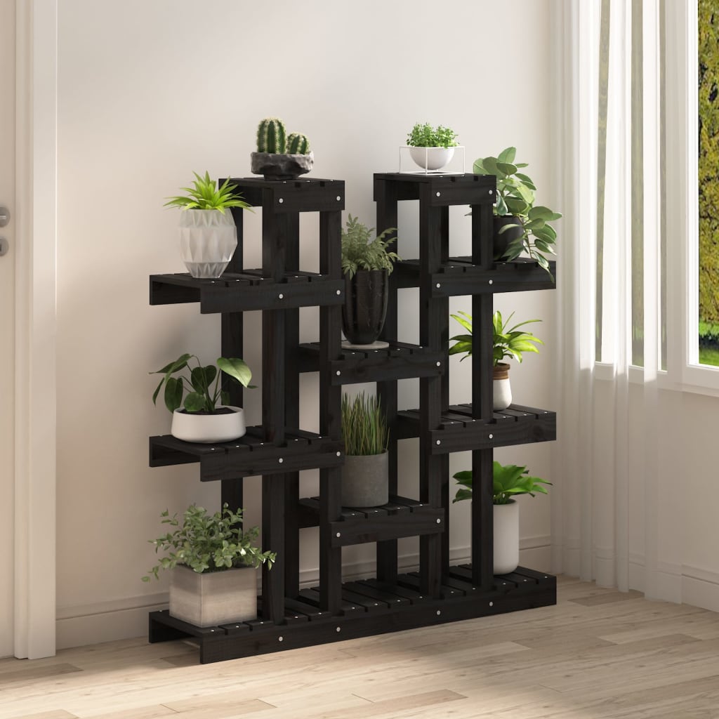 Suport pentru plante, negru,104,5x25x109,5cm, lemn masiv de pin Lando - Lando