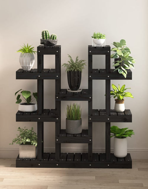 Încărcați imaginea în vizualizatorul Galerie, Suport pentru plante, negru,104,5x25x109,5cm, lemn masiv de pin Lando - Lando
