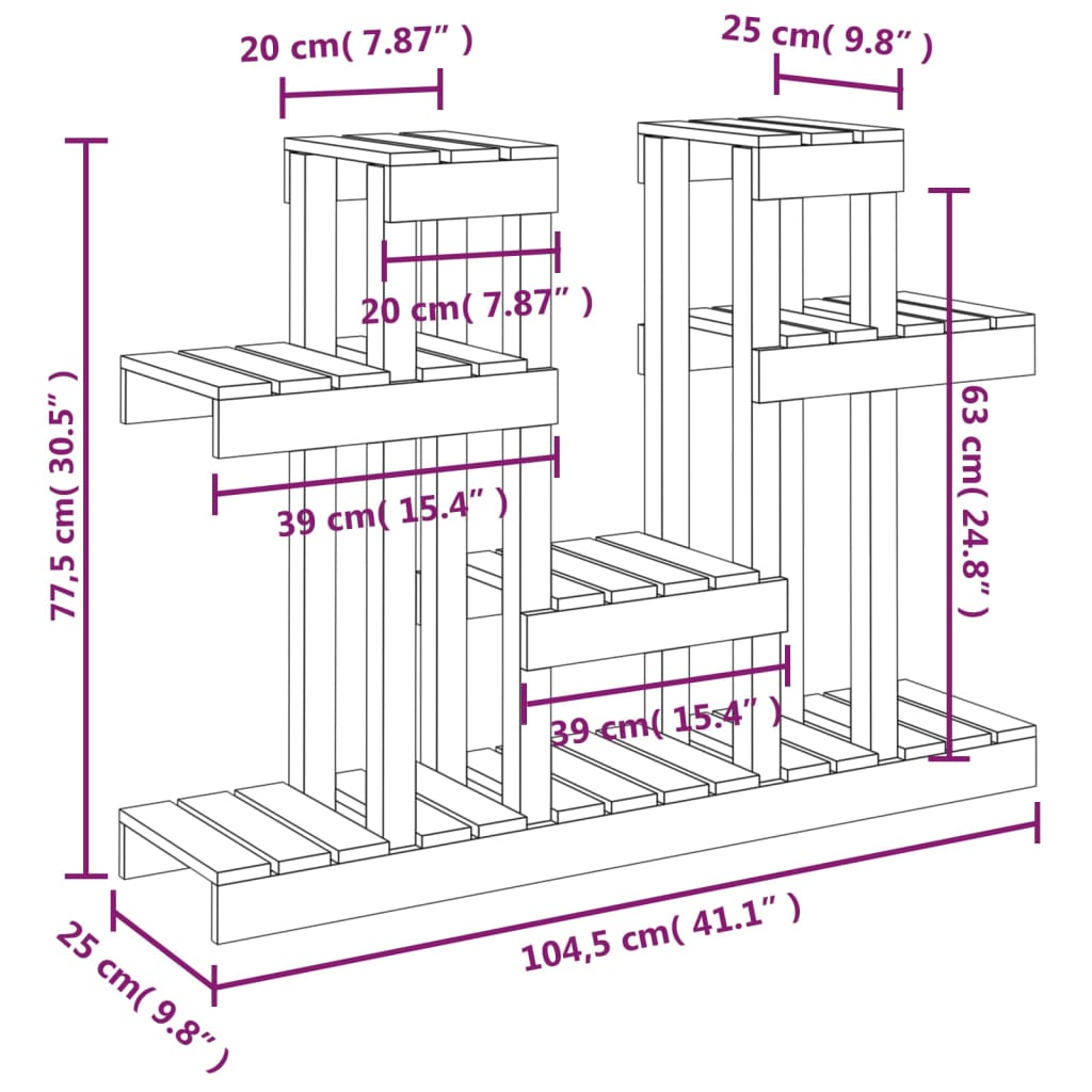 Suport pentru plante, maro, 104,5x25x77,5 cm, lemn masiv de pin Lando - Lando