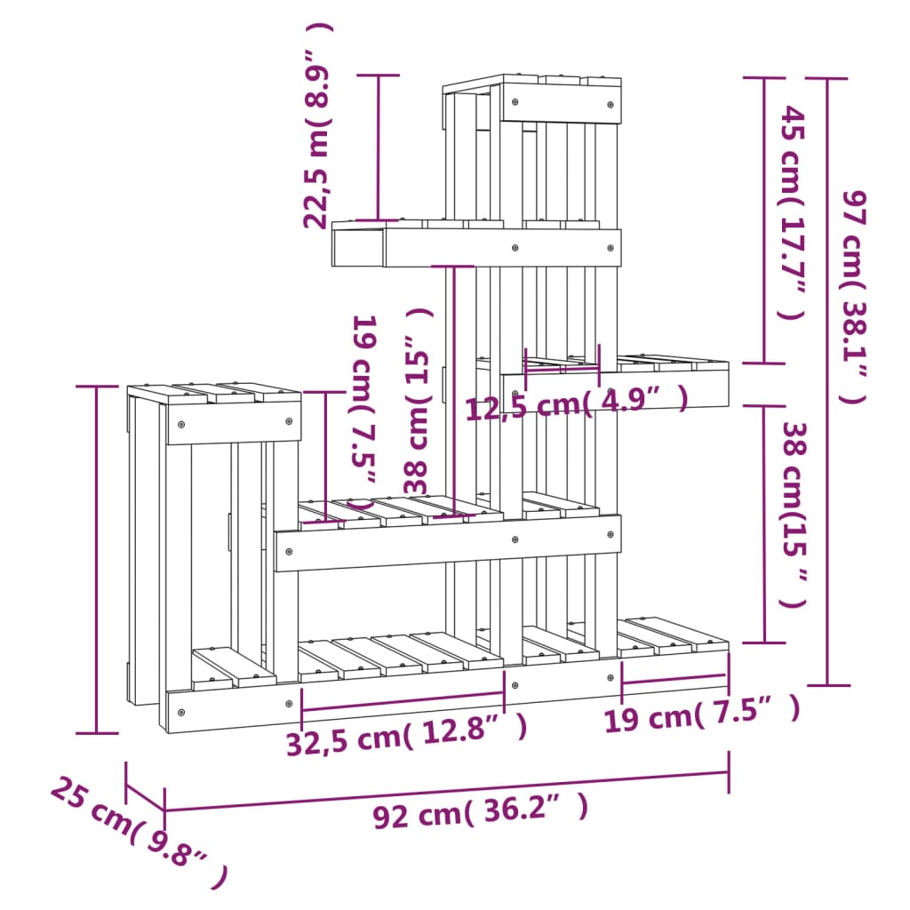 Suport pentru plante, maro, 92x25x97 cm, lemn masiv de pin Lando - Lando