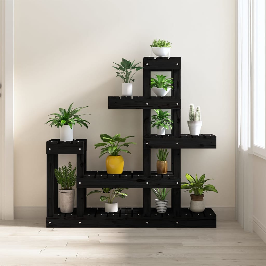 Suport pentru plante, Negru,92x25x97 cm, lemn masiv de pin Lando - Lando