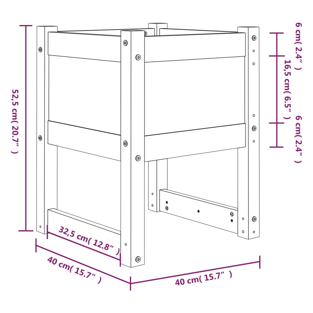 Jardiniere, 2 buc, Negru, 40x40x52,5 cm, lemn masiv de pin Lando - Lando