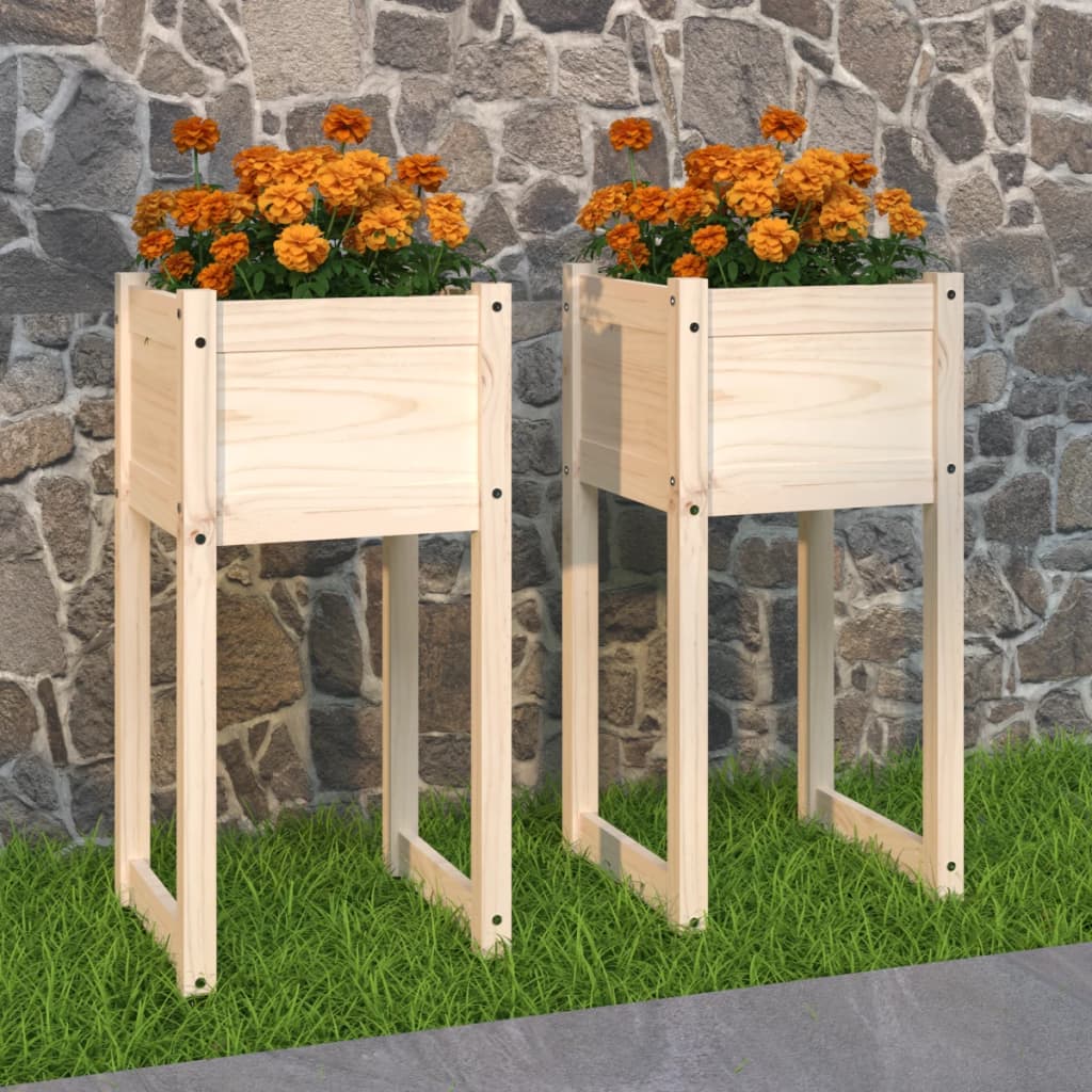 Jardiniere, 2 buc, 40x40x81 cm, lemn masiv de pin - Lando