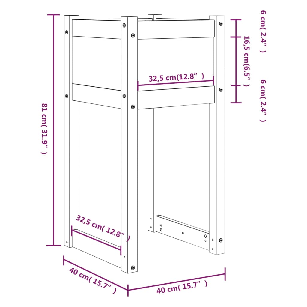 Jardiniere, 2 buc., alb, 40x40x81 cm, lemn masiv de pin Lando - Lando