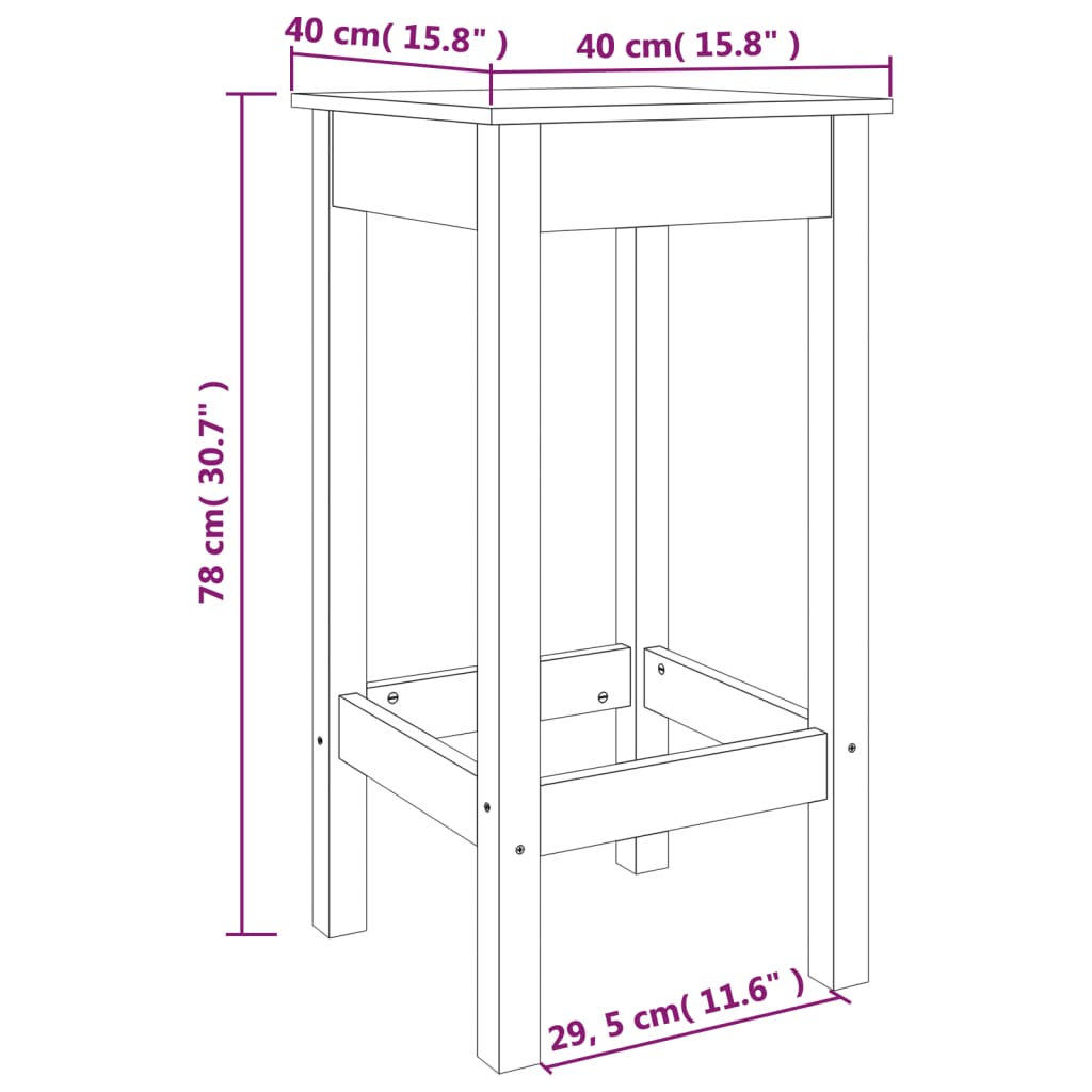 Scaune de bar, 2 buc., maro miere, 40x40x78 cm, lemn masiv pin Lando - Lando