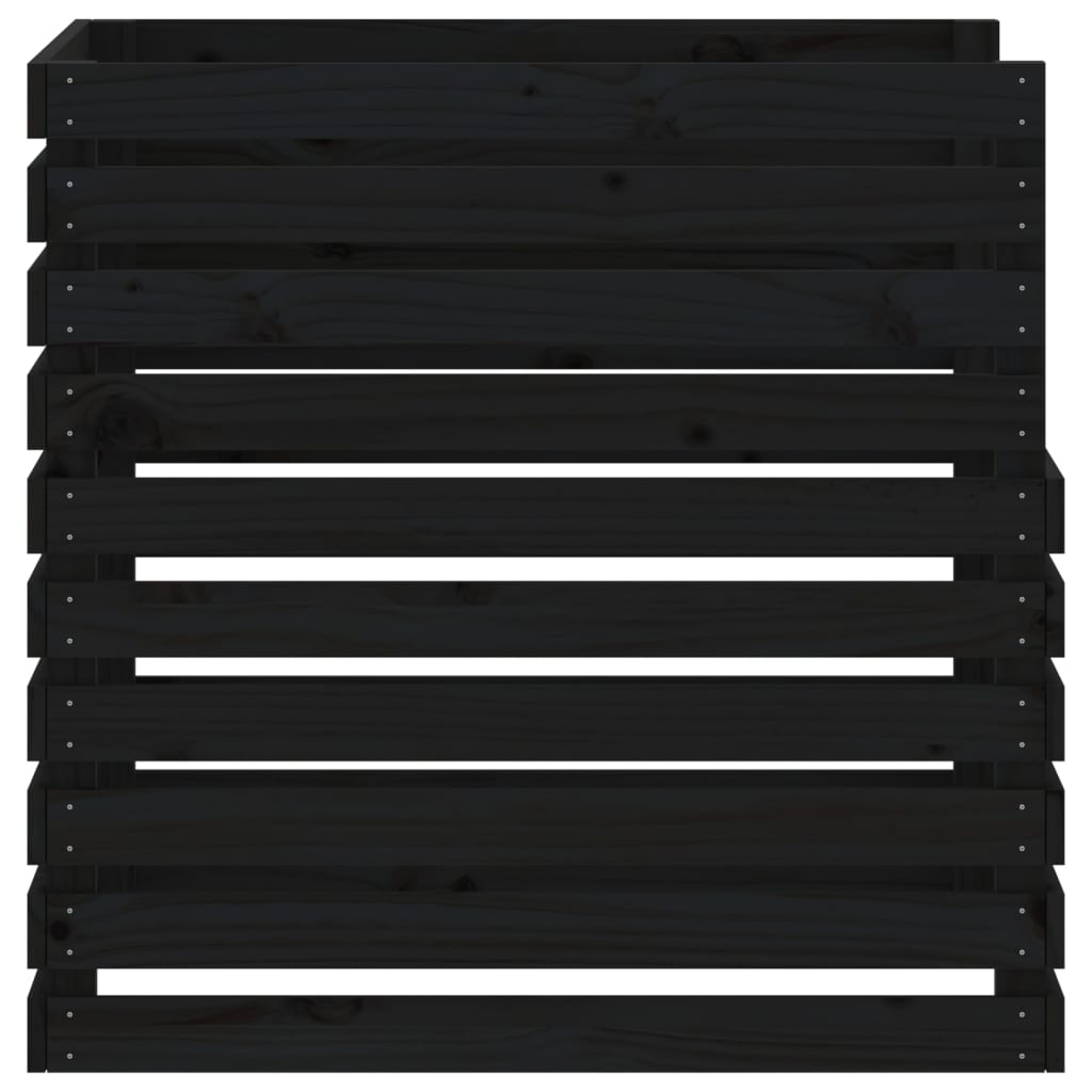Compostor, negru, 80x80x78 cm, lemn masiv de pin Lando - Lando