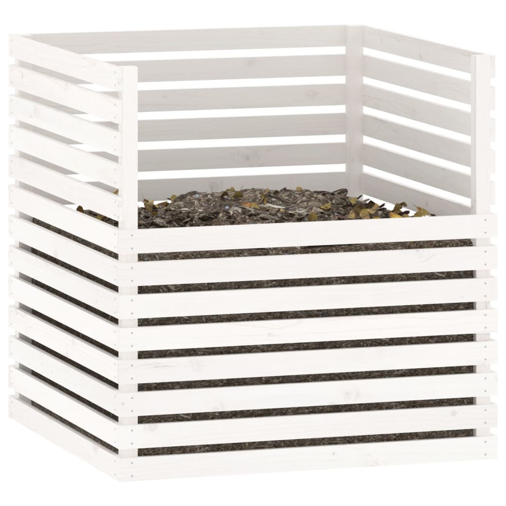 Compostor, alb, 100x100x102 cm, lemn masiv de pin Lando - Lando