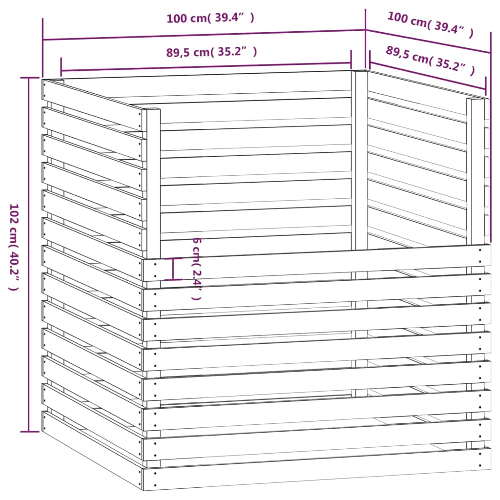 Compostor, maro miere, 100x100x102 cm, lemn masiv de pin Lando - Lando