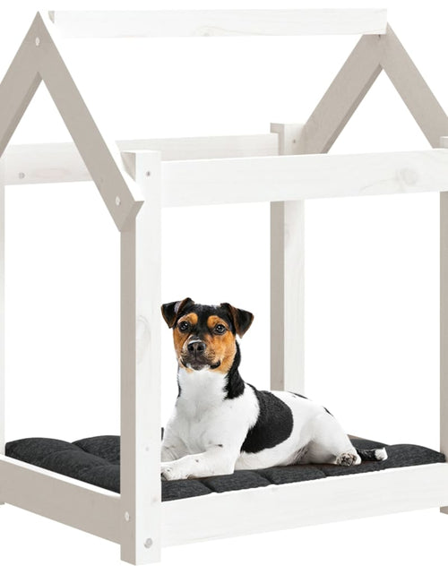 Încărcați imaginea în vizualizatorul Galerie, Pat pentru câini, alb, 61x50x70 cm, lemn masiv de pin - Lando
