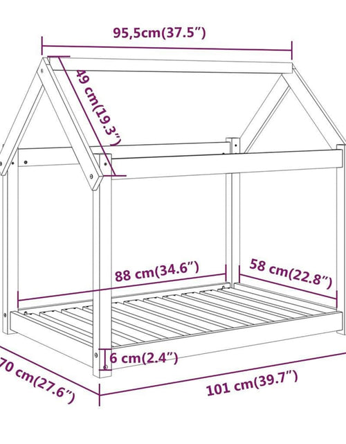Încărcați imaginea în vizualizatorul Galerie, Pat pentru câini, gri, 101 x 70 x 90 cm, lemn masiv de pin - Lando
