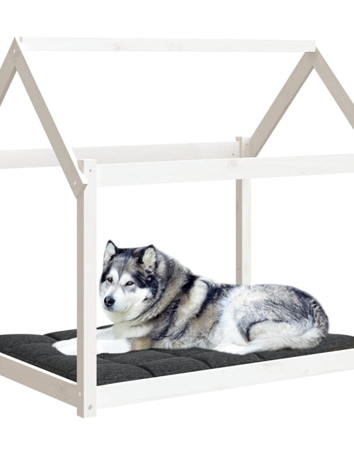 Încărcați imaginea în vizualizatorul Galerie, Pat pentru câini, alb, 111x80x100 cm, lemn masiv de pin - Lando
