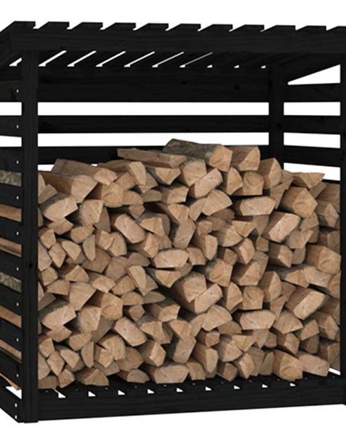 Загрузите изображение в средство просмотра галереи, Rastel pentru lemne de foc, negru, 108x73x108 cm lemn masiv pin - Lando
