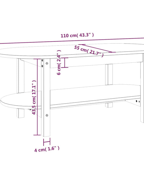 Încărcați imaginea în vizualizatorul Galerie, Măsuță de cafea, 110x55x45 cm, lemn masiv de pin - Lando
