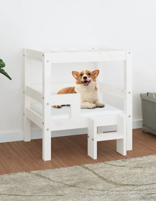 Încărcați imaginea în vizualizatorul Galerie, Pat pentru câini, alb, 55,5x53,5x60 cm, lemn masiv de pin - Lando
