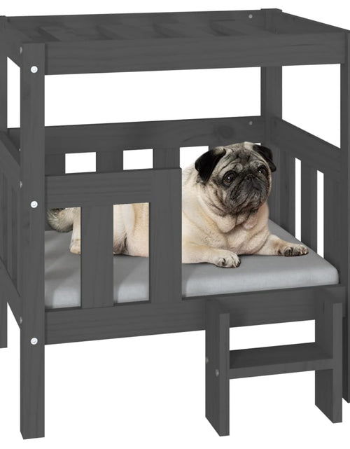 Încărcați imaginea în vizualizatorul Galerie, Pat pentru câini, gri, 65,5x43x70 cm, lemn masiv de pin - Lando
